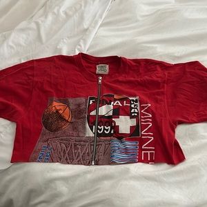 Furst of a kind zipper front crop printed T-shirt